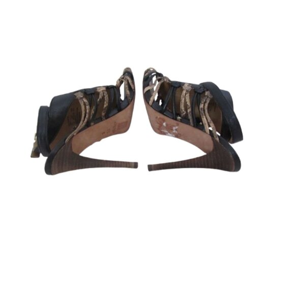 Coach Jody Cage Black Leather & Snake Print High Heel Sandals Size 7.5B - Picture 7 of 8